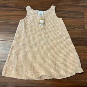 Vintage Mulberribush Orange/white cat plaid seersucker dress